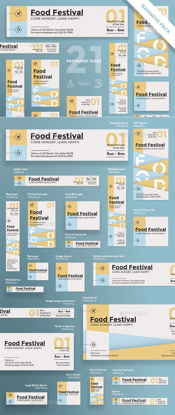 Food Festival Banner Pack - Banners & Ads Web Elements