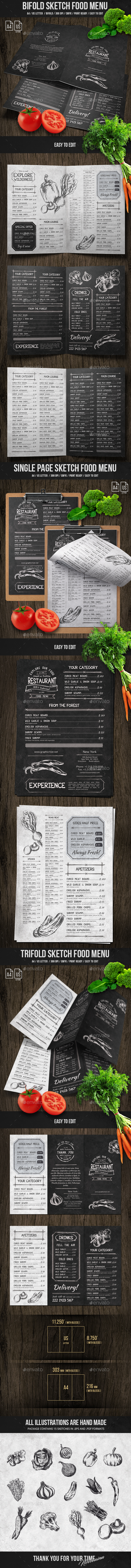 Sketch Food Menu Bundle - Food Menus Print Templates