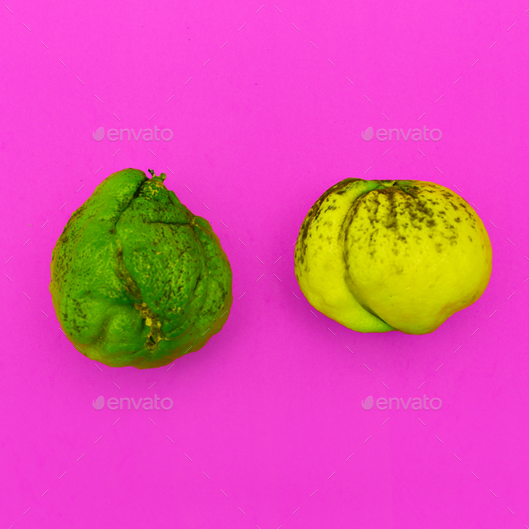 Couple Ugly lime and lemon. Minimal art - Stock Photo - Images