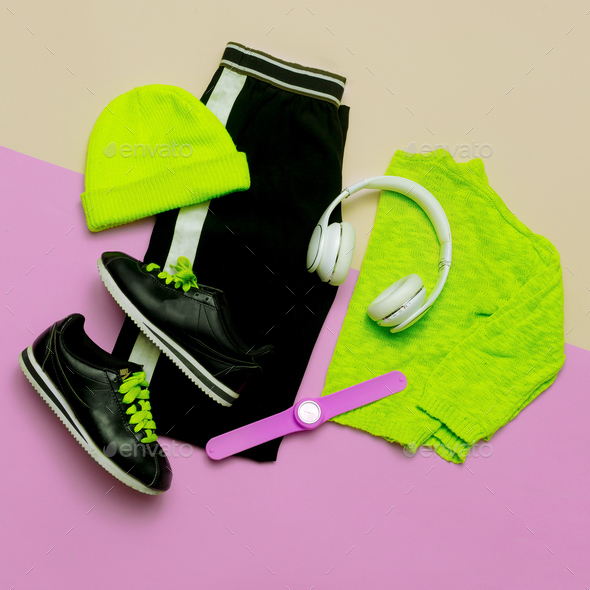Fashion Outfit for women. Stylish clothes and bright accessories - Stock Photo - Images