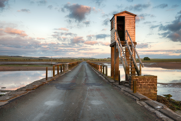 Lindisfarne Causeway - Stock Photo - Images