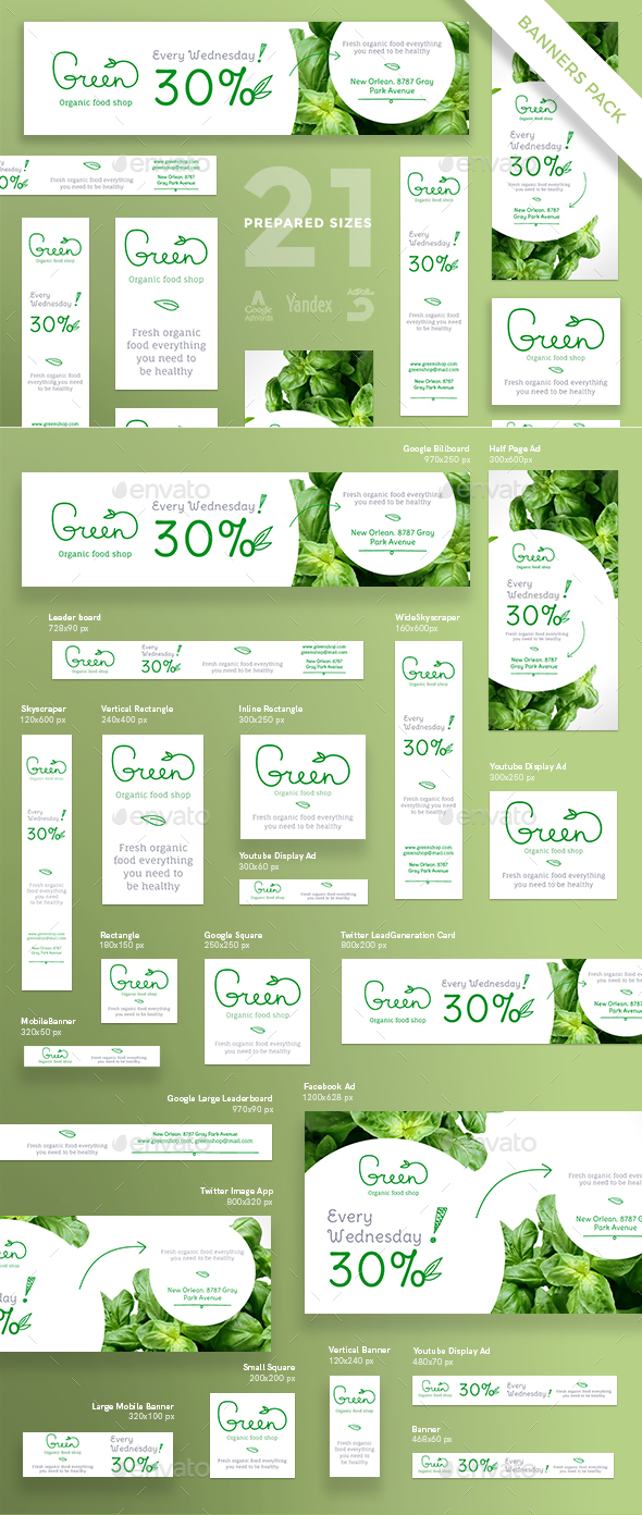 Organic Food Banner Pack - Banners & Ads Web Elements