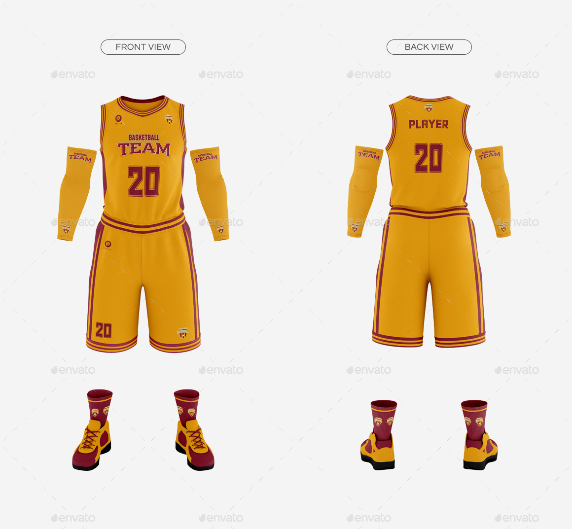 Download Men's Full Basketball Kit Crew-Neck Jersey Mock-Up by ...