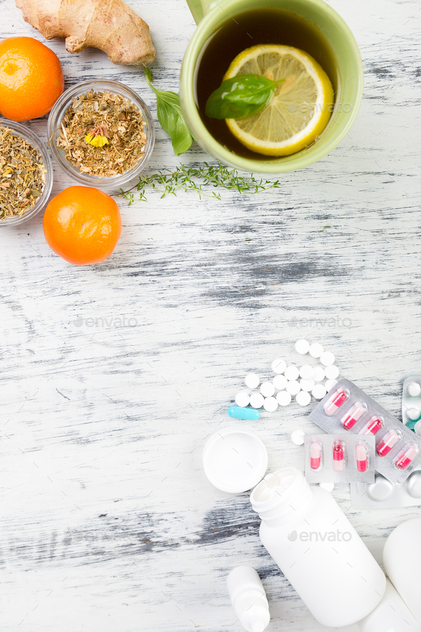 Natural medicine vs conventional medicine concept. - Stock Photo - Images