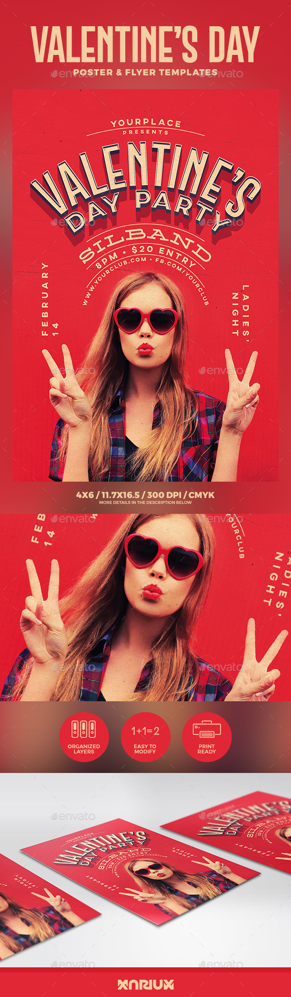 Retro Valentine's Day Flyer & Poster - Events Flyers