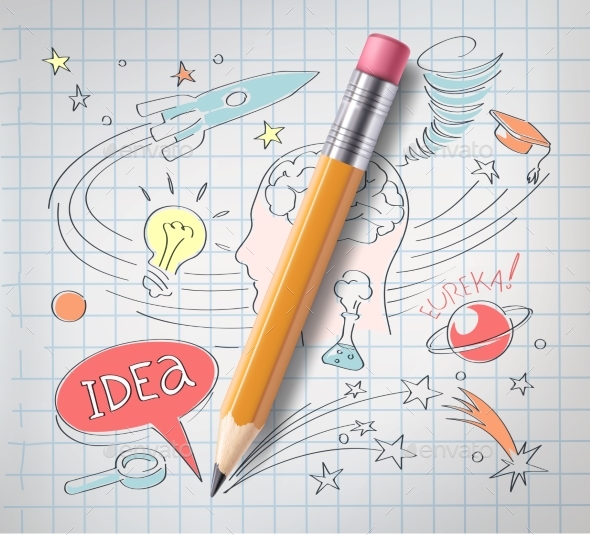 Vector Education, Science Concept, Pencil, Sketch - Miscellaneous Vectors