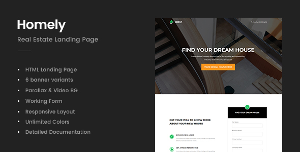 Extraordinary Homely - Real Estate Landing Page
