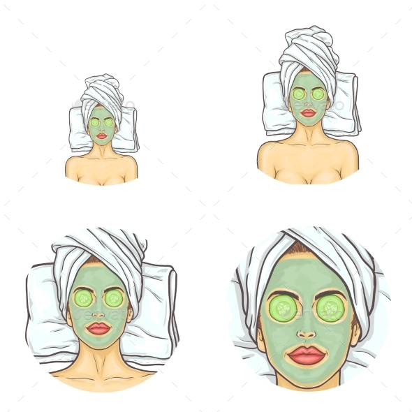 Vector Set of Female Avatars in Pop Art Style - People Characters