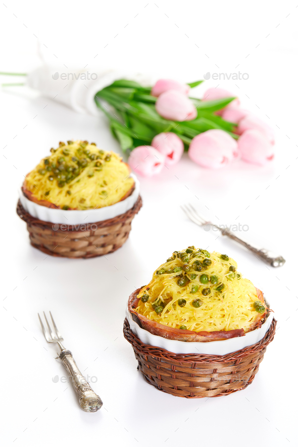 Timbale With Pasta And Peas - Stock Photo - Images