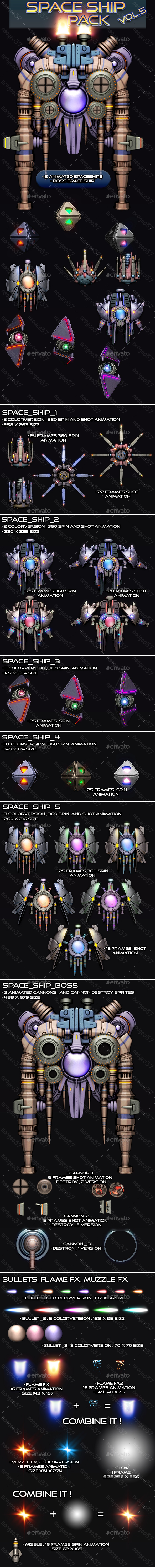 Space Ship Pack Vol 5 - Sprites Game Assets