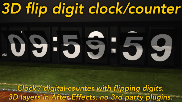 Flipping Clock - 3D counter with split flap / flip digit numbers