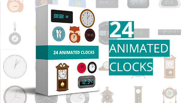 24 Animated Clocks - VideoHive 21241615