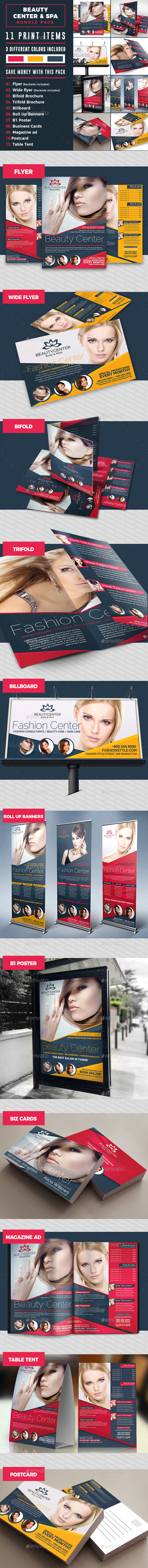 Beauty Center Print Template Bundle - Stationery Print Templates