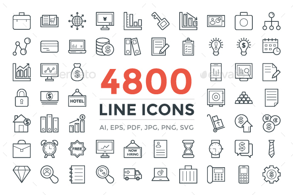 4800 Line Icons Pack - Icons
