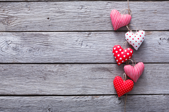 Valentine day background, hearts bunch on wood Stock Photo by Prostock ...