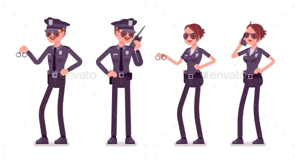 Young Police Officers Working - People Characters