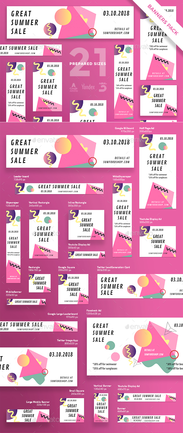 Summer Sale Banner Pack - Banners & Ads Web Elements