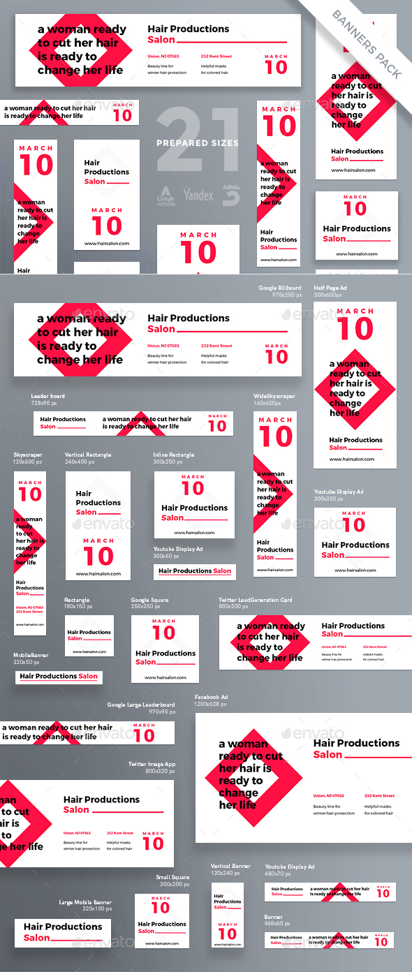 Hair Salon Banner Pack - Banners & Ads Web Elements