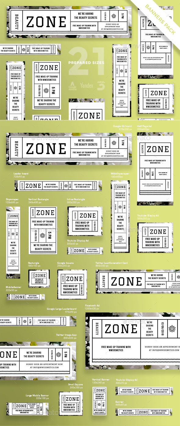 Beauty Zone Banner Pack - Banners & Ads Web Elements