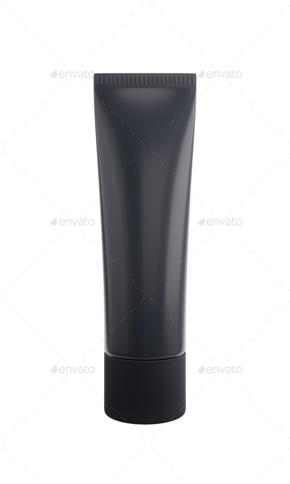 Black mat plastic tube with cap for cosmetics, body cream, skin - Stock Photo - Images