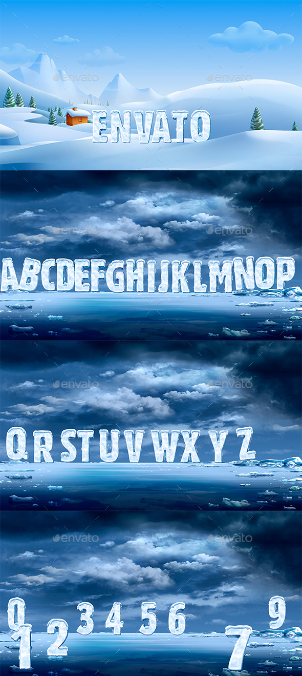 New 3D Ice Font - Text 3D Renders