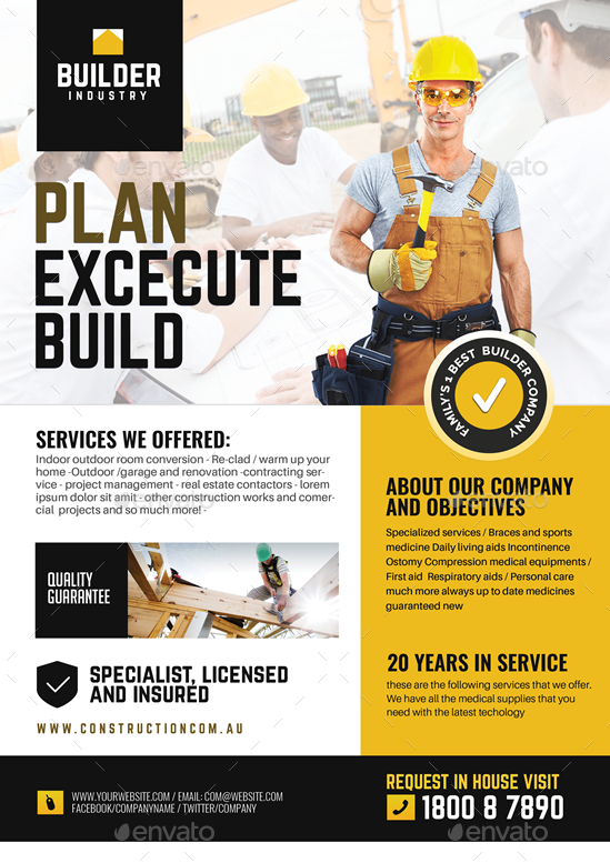 Construction and Engineering Service Flyer, Print Templates | GraphicRiver