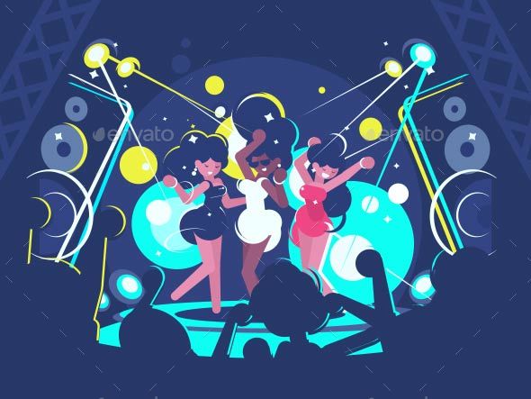 Girls Dancing in Nightclub - People Characters