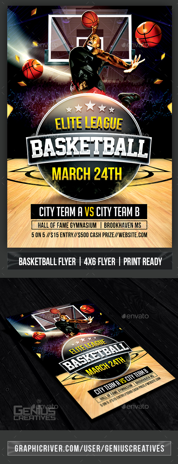 Elite Basketball Flyer Template - Sports Events