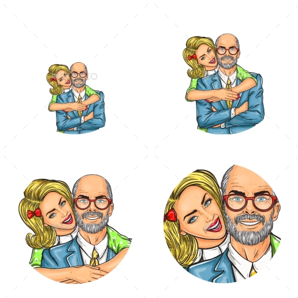 Vector Pop Art Social Network User Avatars - People Characters