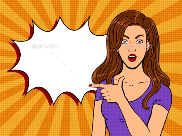 Young Woman Pointer Pop Art Vector - Miscellaneous Vectors