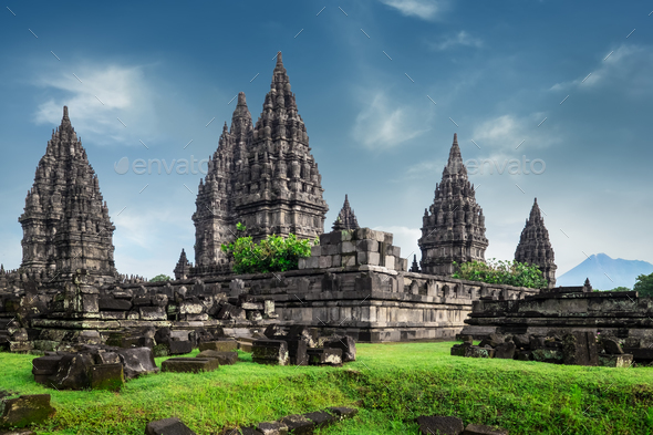 Prambanan lHindu temple ruins. Java, Indonesia. - Stock Photo - Images