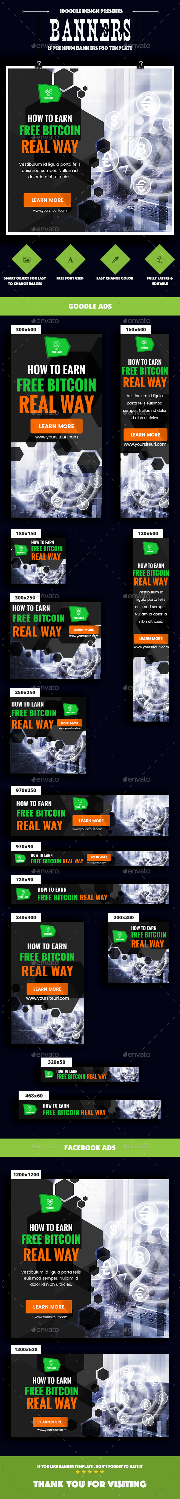 Cryptocurrency Banners Ad - Banners & Ads Web Elements