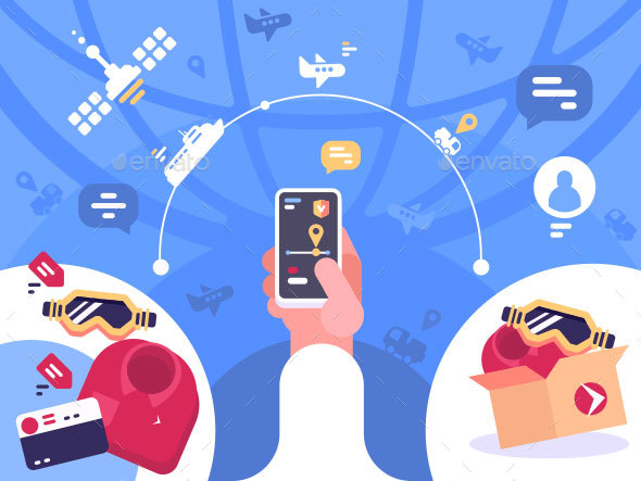Tracking Order Parcel on Smartphone - Miscellaneous Vectors