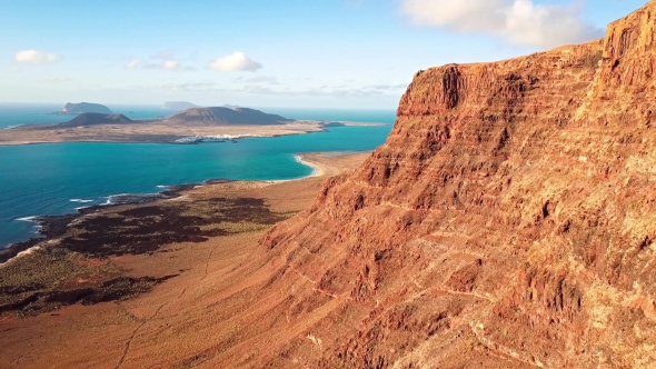 Aerial View Near Mirador Del Rio Viewpoint, Lanzarote, Canary Islands, Spain alt