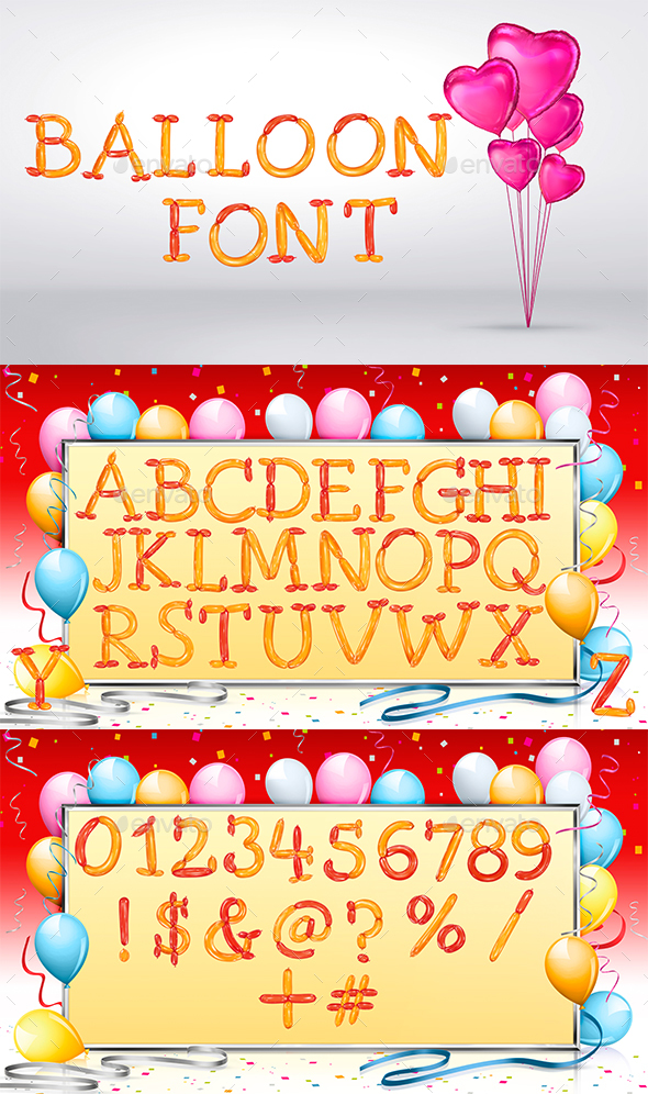 Balloons Font - Text 3D Renders