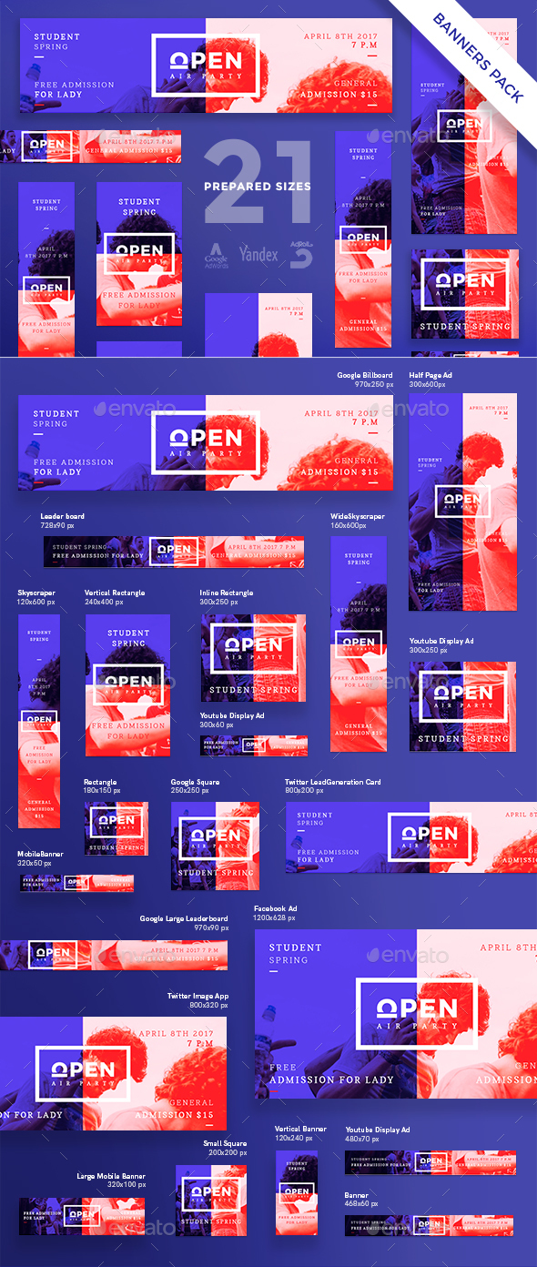 Open Air Party Banner Pack - Banners & Ads Web Elements