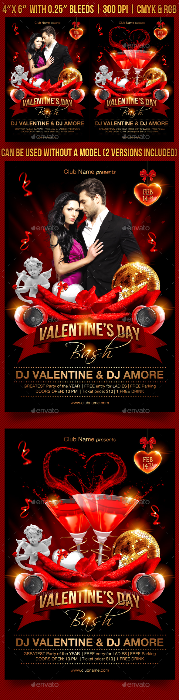 Valentines Day Bash Flyer Template - Clubs & Parties Events