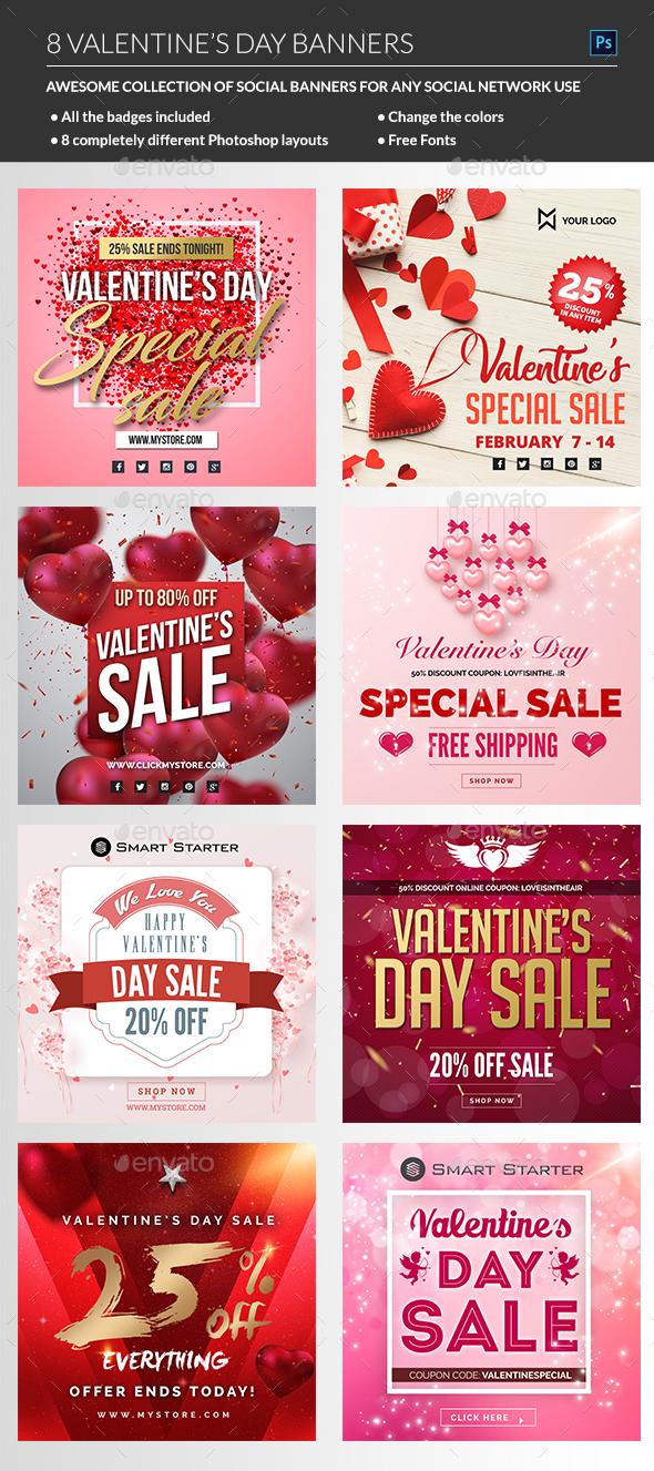 Valentine Day Banners - Banners & Ads Web Elements