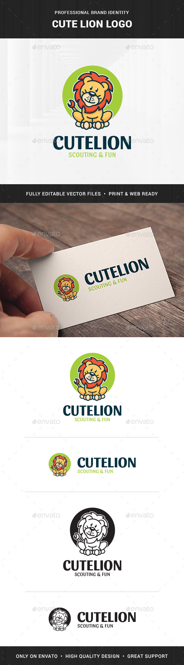 Cute Lion Logo Template - Animals Logo Templates