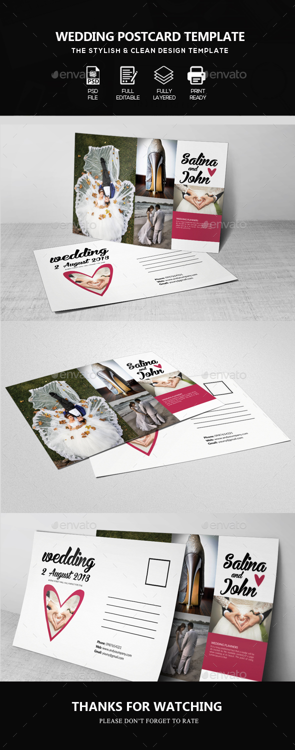 Wedding Invitaion Postcard - Cards & Invites Print Templates