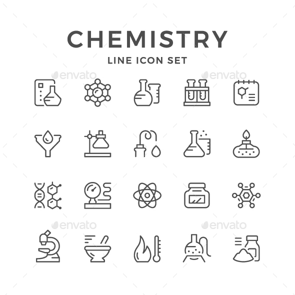 Set Line Icons of Chemistry - Man-made objects Objects