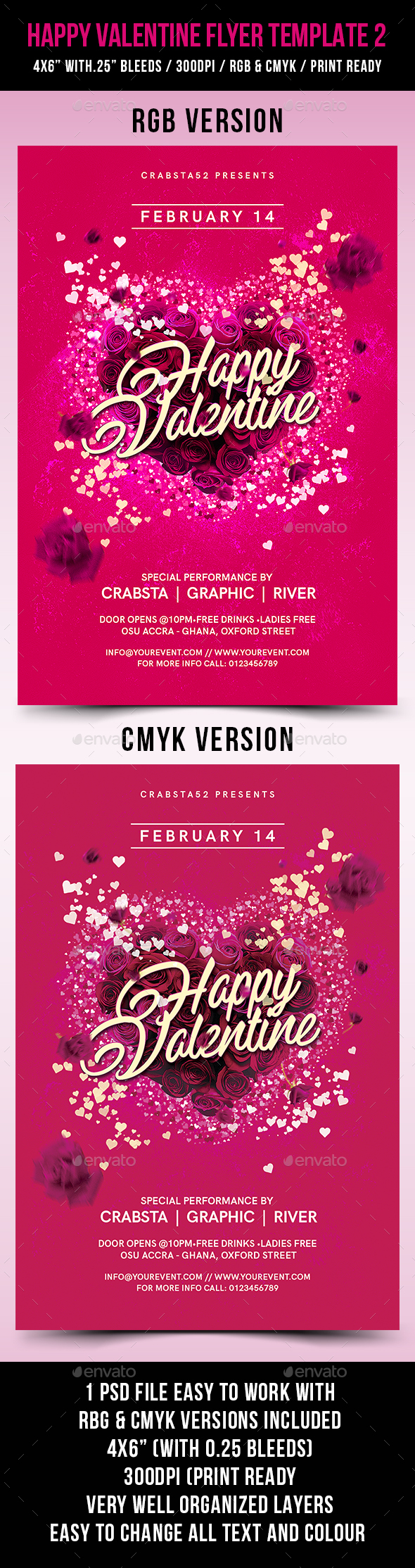 Happy Valentine Flyer Template 2 - Flyers Print Templates
