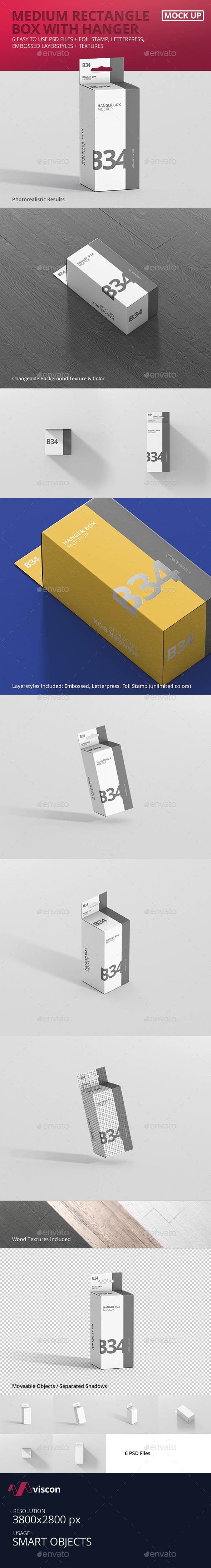 Box Mockup - Medium Rectangle Size with Hanger - Miscellaneous Packaging