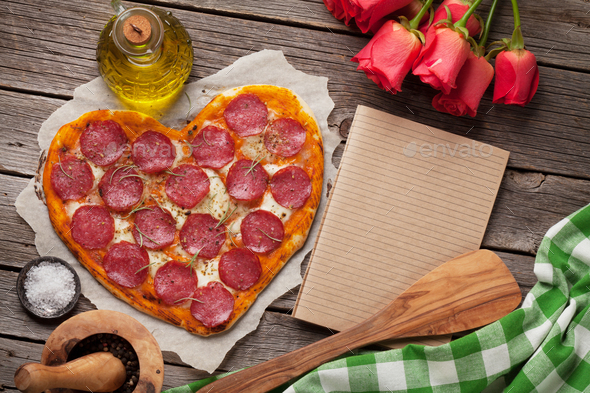 Heart shaped pizza - Stock Photo - Images