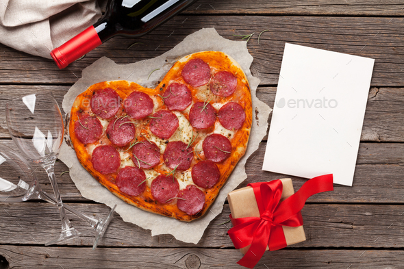 Heart shaped pizza - Stock Photo - Images