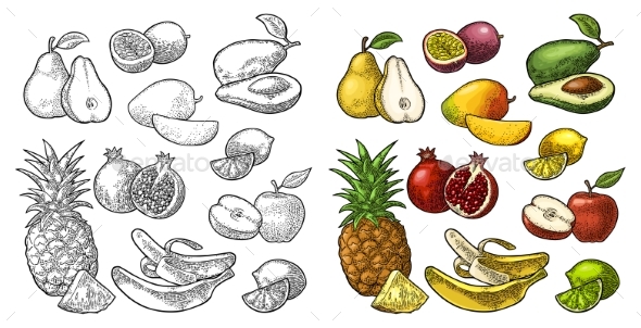 Set Fruits - Food Objects
