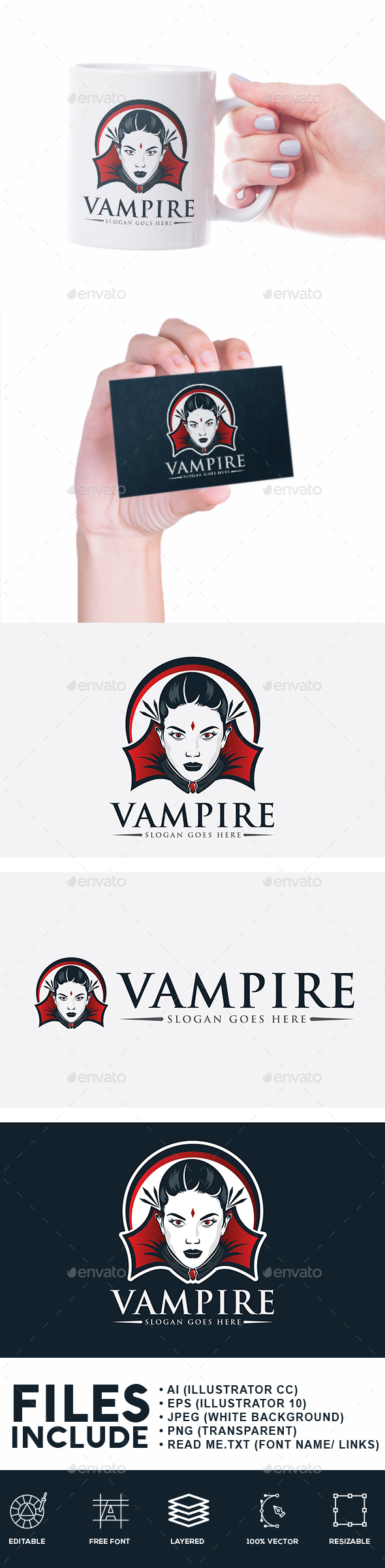 Lady Vampire Logo - Humans Logo Templates