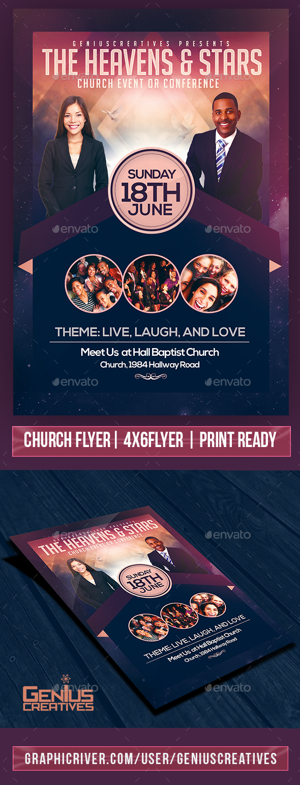 Heaven and Stars Church Flyer Template - Church Flyers