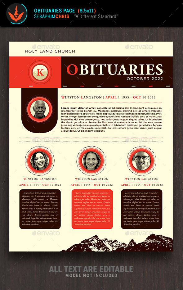 King Modern Church Obituary Page Template - Church Flyers