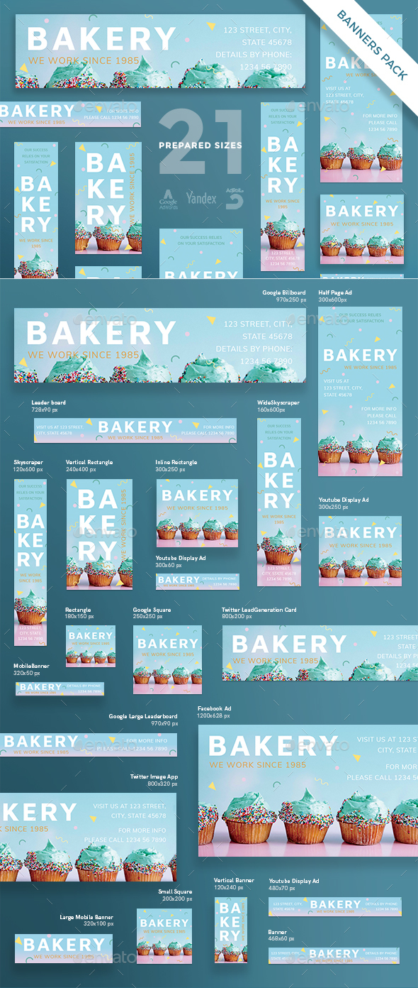 Bakery Banner Pack - Banners & Ads Web Elements
